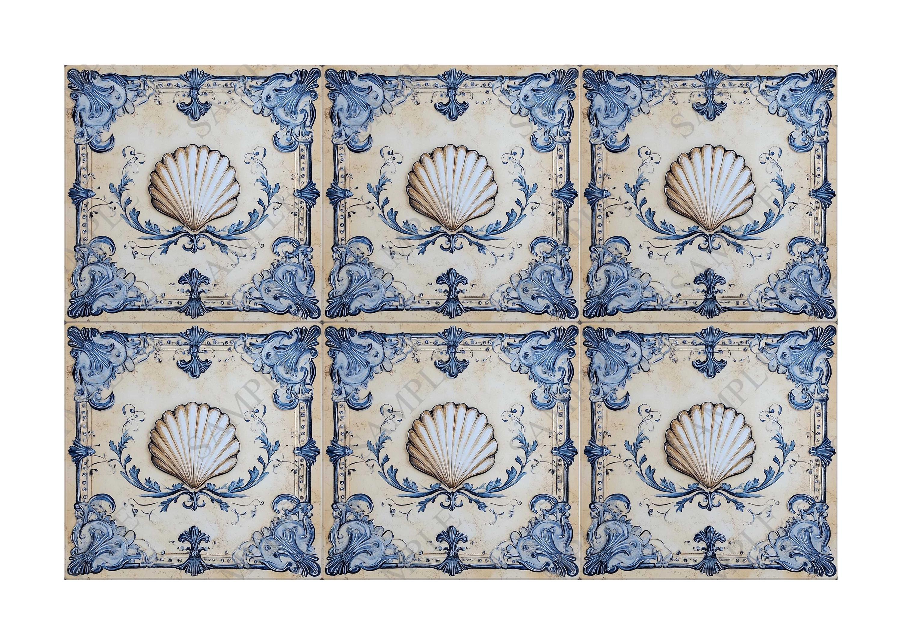 Beach Shell Design Ceramic Tile - Beach Kitchen Backsplash Tile - Beach ...