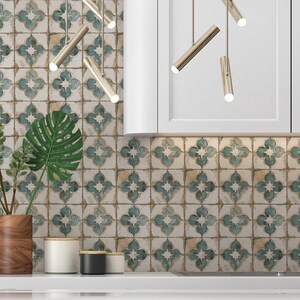 Blue Green Ceramic Tile Vintage Moroccan Design Kitchen Tile Backsplash ...