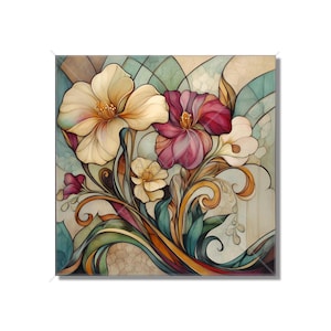 Ceramic Tile Vintage Art Nouveau Flower Design Art Nouveau Kitchen Backsplash Tiles Floral Tile Art Nouveau Accent Tiles Free Shipping