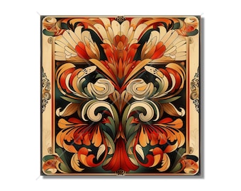 Vintage Art Nouveau Design Ceramic Tile - Kitchen Backsplash Tile Bathroom Tile Antique Design Tile - Fireplace Tile - Staircase Tile