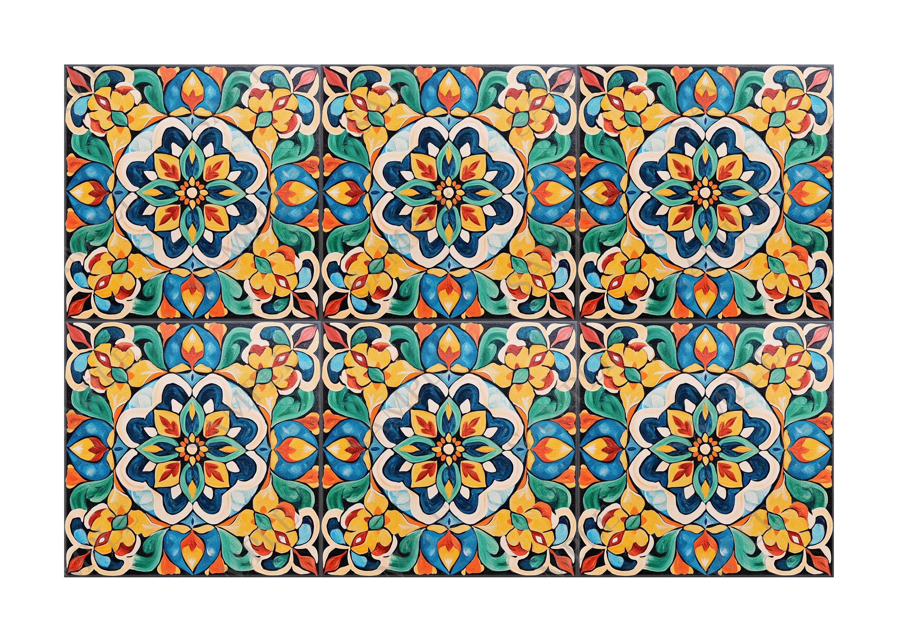 Multi Colored Tile Table Bright Multi Colored Ceramic Tile - Bright Colors Kitchen Tile - Unique ...