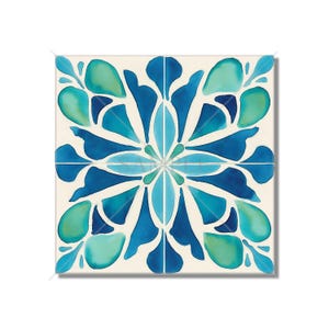 Ceramic Tile Turquoise Blue Green Patterned Kitchen Backsplash Tile - Turquoise Bathroom Tile - Unique Backsplash Tiles - Free Shipping
