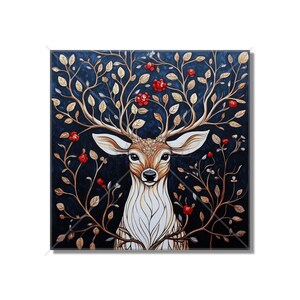 Deer Design Ceramic Tile Woodland Deer Vintage Design Deer Ceramic Tile  - Deer Tile Magical Deer Design Home Decor Deer Mural Free Shipping
