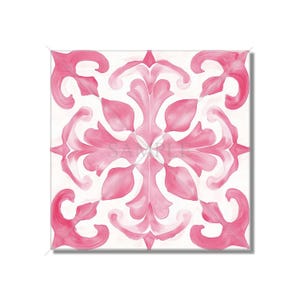 Pink And White Ceramic Tile - Pink Kitchen Backsplash Tile - Unique Pink Bathroom Tile - Decorative Ceramic Tile - Pink Fireplace Tile