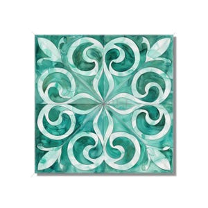 Ceramic Tile Teal Patterned Kitchen Backsplash Tile - Teal Blue Green Bathroom Tile - Unique Tile Backsplash - Free Shipping