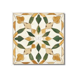 Vintage Moroccan Green Beige Ceramic Tile Patterned Kitchen Backsplash Tiles With Patterns - Backsplash Tiles In Greens And Neutrals
