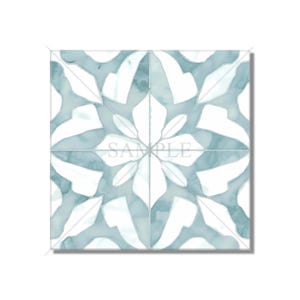 Sea Glass Blue Green And White Ceramic Tile - Patterned Ceramic Tile Kitchen Backsplash Tile - Bathroom Wall Tile - Patterned Ceramic Tile