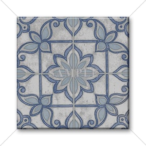 Unique Decorative Ceramic Tile Blue Grey Moroccan Design Ceramic Tile Backsplash Kitchen/Bathroom Tiles Mosaic Three Sizes 4.25"x4.25" 6"x6"