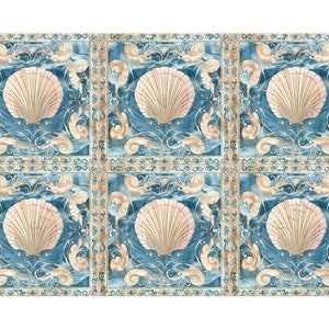 Beach Shell Design Ceramic Tile - Beach Kitchen Backsplash Tile - Beach ...