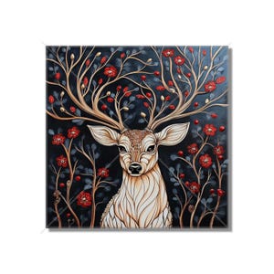 Deer Design Ceramic Tile Woodland Deer Vintage Design Deer Ceramic Tile  - Deer Tile Magical Deer Design Home Decor Deer Mural Free Shipping
