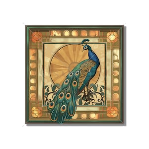 Vintage Art Deco Peacock Design Ceramic Tile Purple Blue Green Gold Kitchen Backsplash Tile Bathroom Tile - Antique Design Decorative Tile