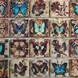 Vintage Butterflies And Flowers Mosaic Tile Pieces - Ceramic Mosaic Tiles - 36 Pieces Of Mixed Decorative Mosaic Tiles - Free Shipping