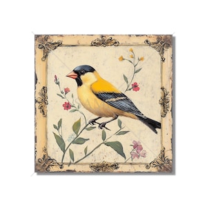 Vintage Bird Design Ceramic Tile - Ceramic Tiles With Birds - Bird Design Home Decor - Bird Mural - Tile With Animals Bird Accent Tiles