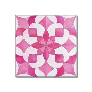 Pink Patterned Ceramic Tile - Pink Kitchen Backsplash Tile - Vintage Moroccan Tile Design Pink Bathroom Wall Tile - Unique Fireplace Tile