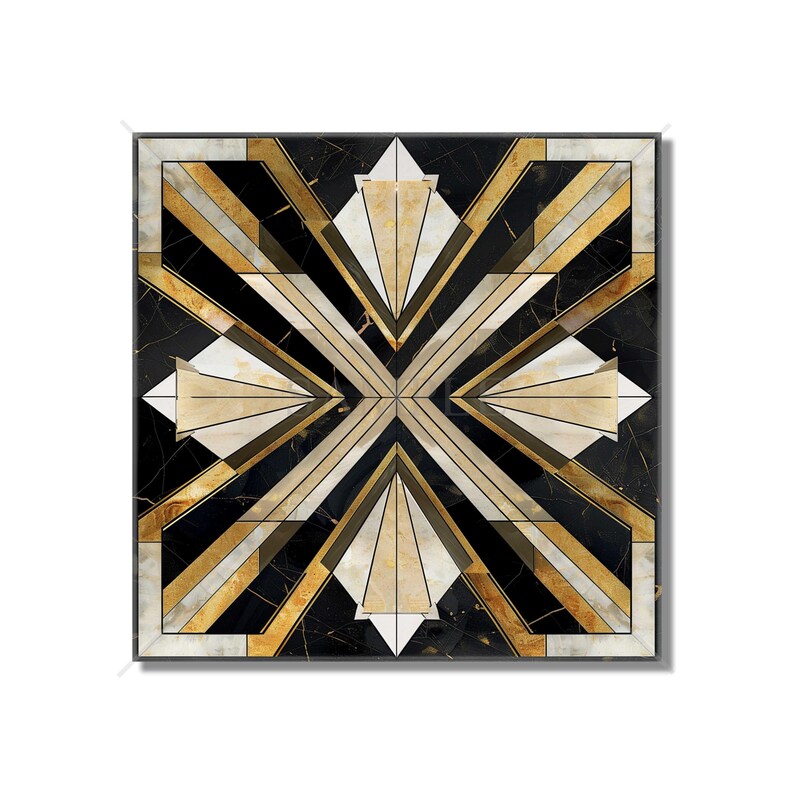 Vintage Art Deco Design Ceramic Tile Black and Gold Tones Art Deco ...