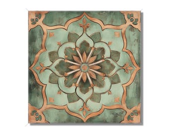 Aged Green Copper Ceramic Tile - Vintage Aged Design Tile - Unique Green Kitchen Backsplash Tile - Unique Bathroom Tile - Green Accent Tiles