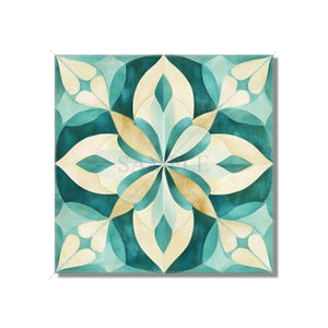 Ceramic Tile Teal Turquoise Patterned Kitchen Backsplash Tile - Teal Turquoise Bathroom Tile - Unique Backsplash Tiles - Free Shipping