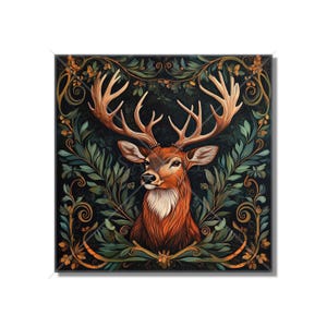 Deer Design Ceramic Tile Woodland Deer Vintage Design Deer Ceramic Tile  - Deer Tile Magical Deer Design Home Decor Deer Mural Free Shipping