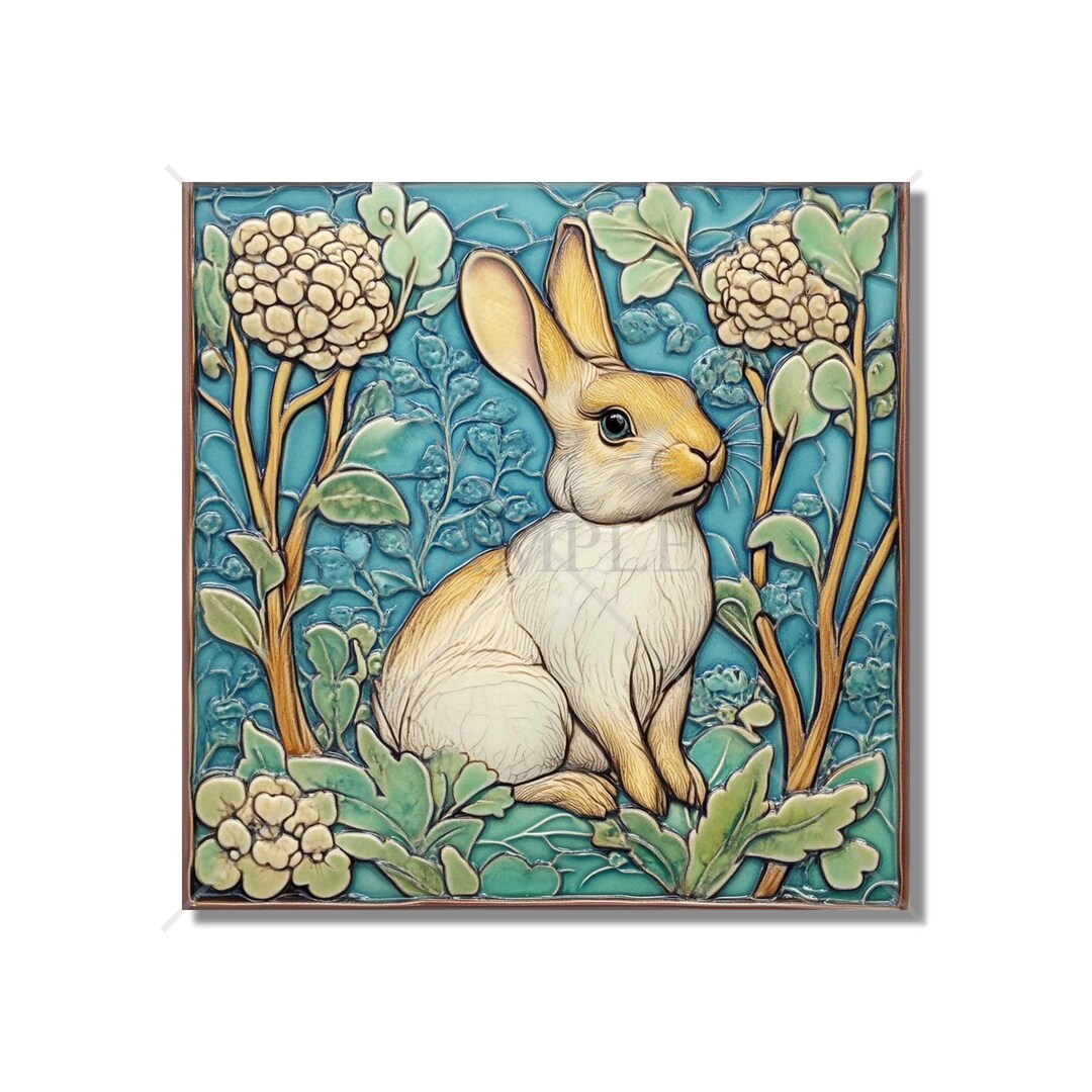 Bunny Rabbit Ceramic Tile - Vintage Design Rabbit Ceramic Tile - Rabbit ...