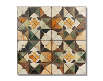 Earth Tones Ceramic Tile Vintage Moroccan Tile Design - Earthy Kitchen Backsplash Tile - Warm Tones Bathroom Shower Wall Tile Free Shipping