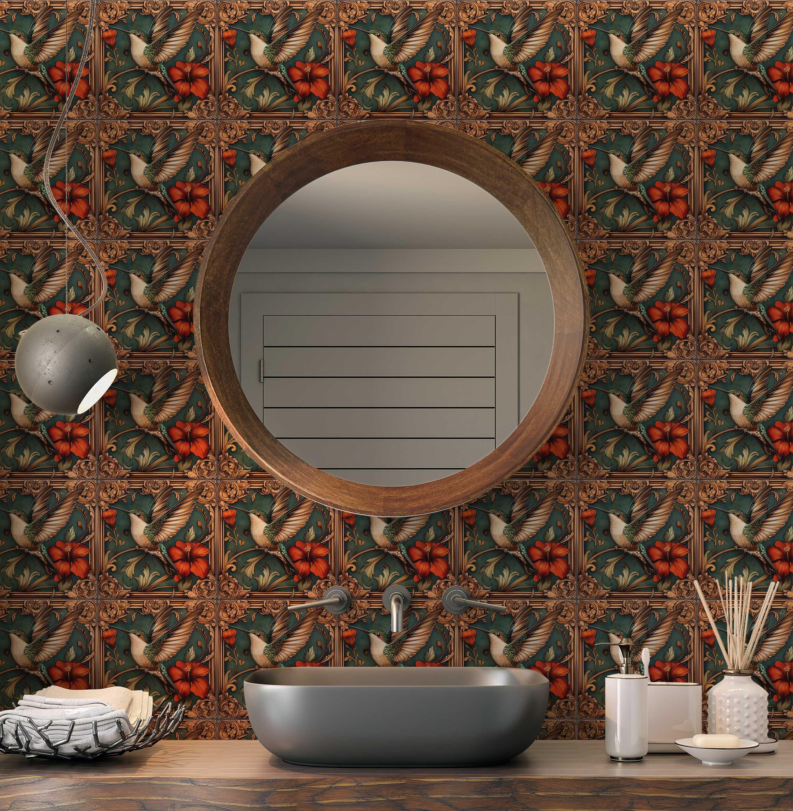 Hummingbird Tile Inlay Hummingbird Design Ceramic Tile - Ceramic Tiles With Birds ...