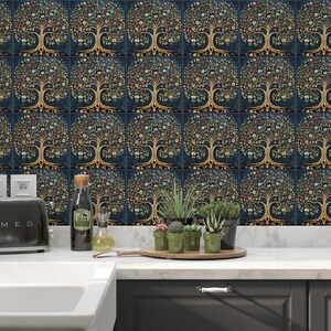 Tree Motif Toasters William Morris Tree of Life Design Ceramic Tile Art Nouveau Kitchen ...