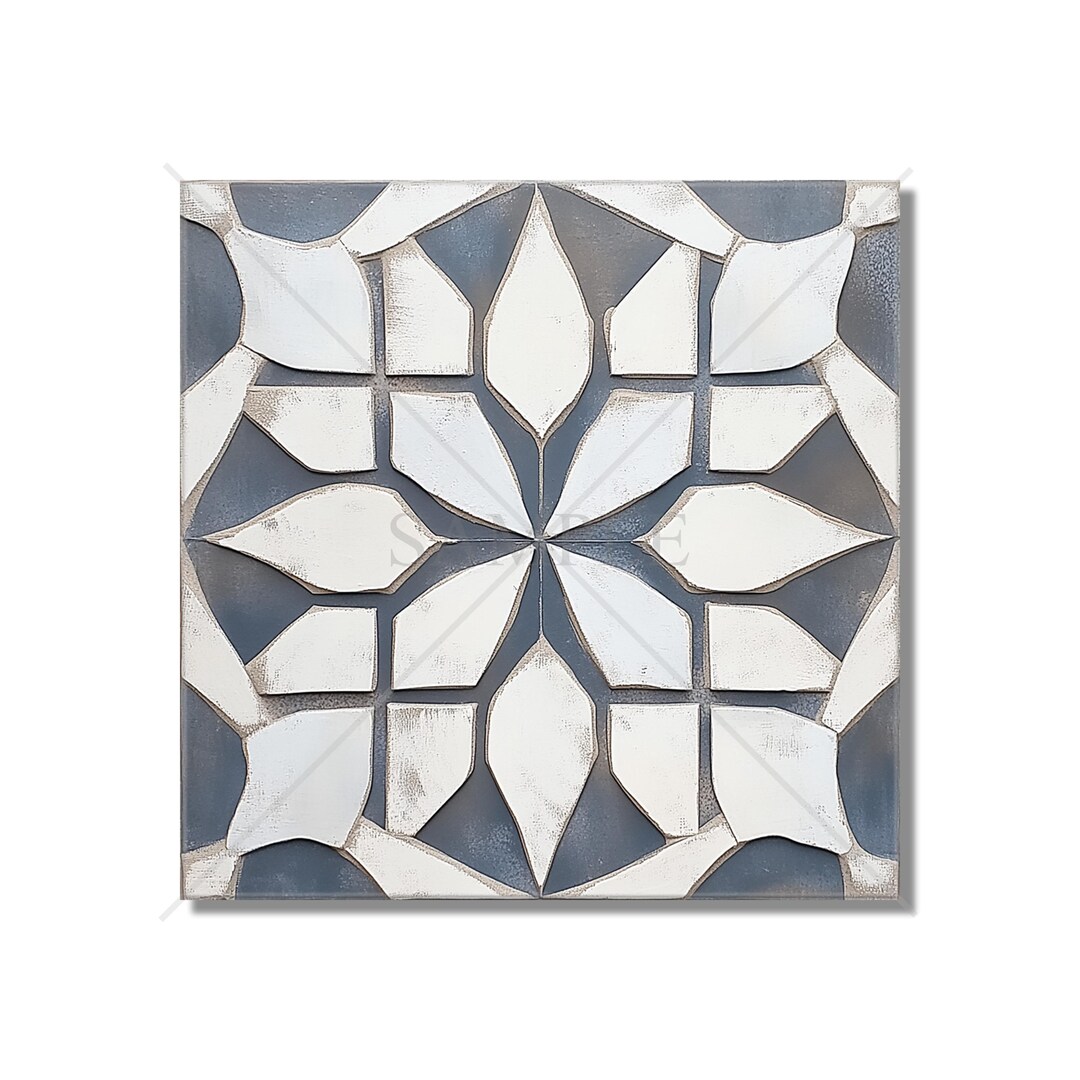 Blue Gray White Ceramic Tile - Vintage Moroccan Tile Design - Kitchen ...