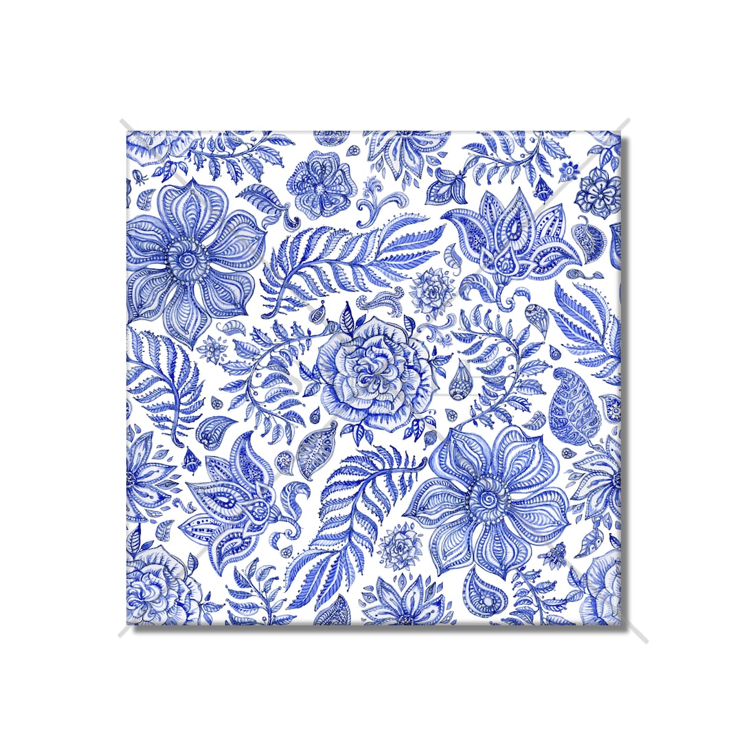 Blue and White Floral Ceramic Tile Decorative Ceramic Tile Blue and