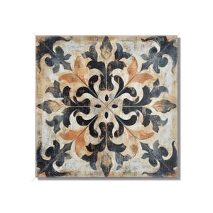 Black And Tan Ceramic Tile - Vintage French Tile Design - Black Kitchen Backsplash Tiles - Black Fireplace Tiles - Patterned Ceramic Tiles