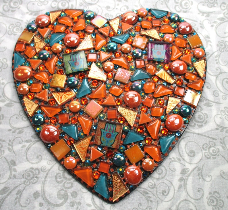 Mixed Media Mosaic Heart Wall Decor Mosaic Art Home Decor Etsy