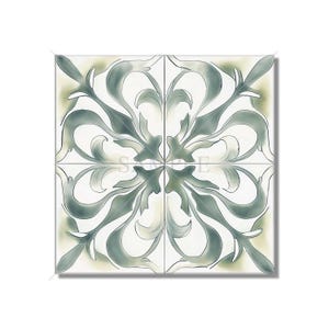 Green Ceramic Tile - Vintage Moroccan Tile Design - Kitchen Backsplash Tile - Bathroom Wall Tile - Decorative Patterned Tile - Free Shipping