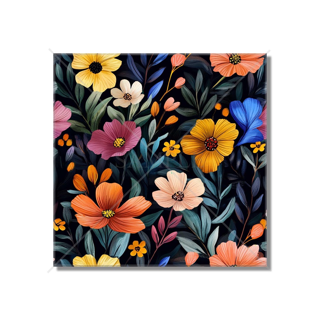 Floral Ceramic Tile Multi Colored Flower Tiles Kitchen Backsplash Tile ...