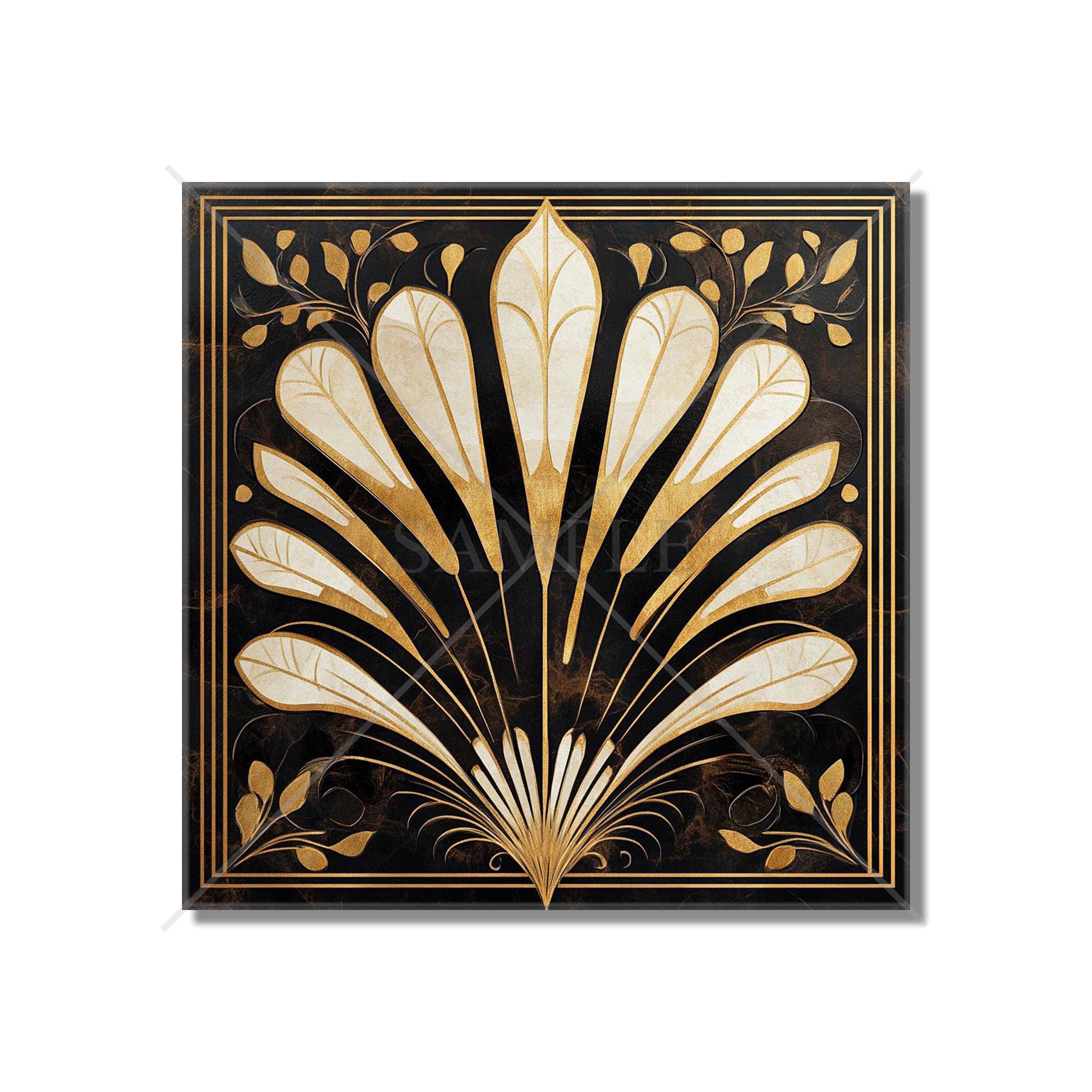 Vintage Art Deco Design Ceramic Tile Black and Gold Tones Art Deco ...