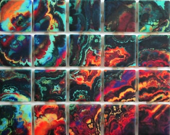 Ceramic Mosaic Tiles - Mixed Colors Abstract Art Design Ceramic Mosaic Tile Pieces - 36 Pieces - Ceramic Mosaic Tiles