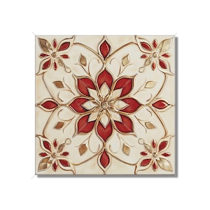 Red Cream Decorative Ceramic Tile - Unique Red Kitchen Backsplash Tiles - Red Bathroom Wall Tiles - Red Accent Tiles - Red Fireplace Tile