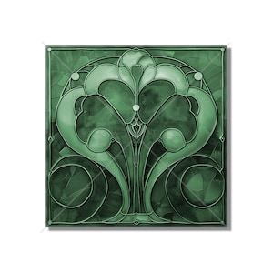 Ceramic Tile Dark Emerald Green Vintage Art Deco Design - Art Deco Kitchen Backsplash Tile Art Deco Bathroom Tile - Free Shipping