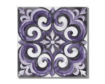 Purple And Gray Ceramic Tile - Purple Kitchen Backsplash Tile - Purple Bathroom Shower Wall Tile - Patterned Ceramic Tile -