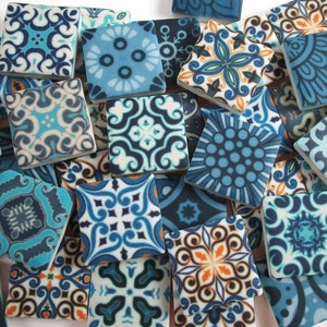 Vintage Moroccan Mixed Mosaic Tiles - Ceramic Mosaic Tiles Premium Matte Finish 1 Inch - 36 Piece Set - Mosaic Making Perfect For Jewelry