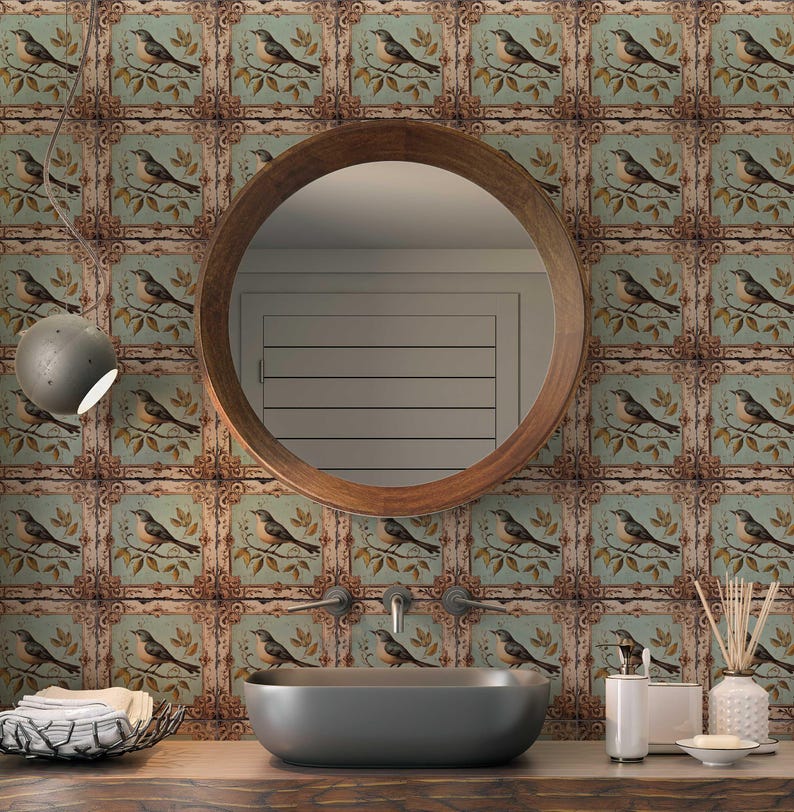 Vintage Bird Design Ceramic Tile - Ceramic Tiles With Birds - Bird ...