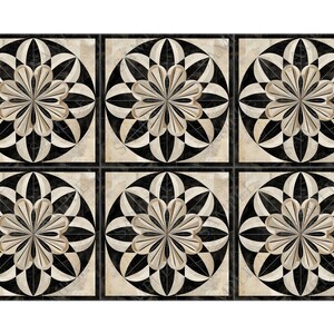 Black Beige Cream Ceramic Tile - Vintage Design Tile Design - Kitchen Backsplash Tile - Bathroom Wall Tile Patterned Patterned Ceramic Tile image 2
