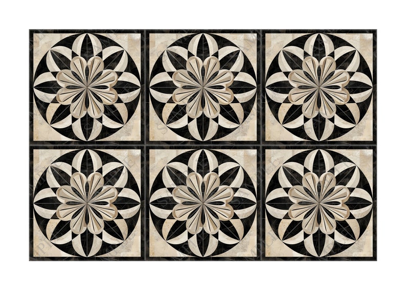 Black Beige Cream Ceramic Tile - Vintage Design Tile Design - Kitchen Backsplash Tile - Bathroom Wall Tile Patterned Patterned Ceramic Tile image 2