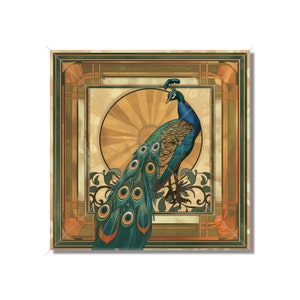 Vintage Art Deco Peacock Design Ceramic Tile Purple Blue Green Gold Kitchen Backsplash Tile Bathroom Tile - Antique Design Decorative Tile