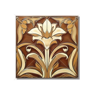 Ceramic Tile Kitchen Backsplash Tile - Copper Brown Gold Vintage Art Nouveau Design Bathroom Tile Antique Reproduction Tile - Fireplace Tile