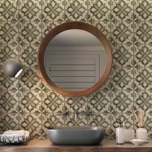 Ceramic Tile Sage Green Patterned Vintage Design Kitchen Backsplash ...
