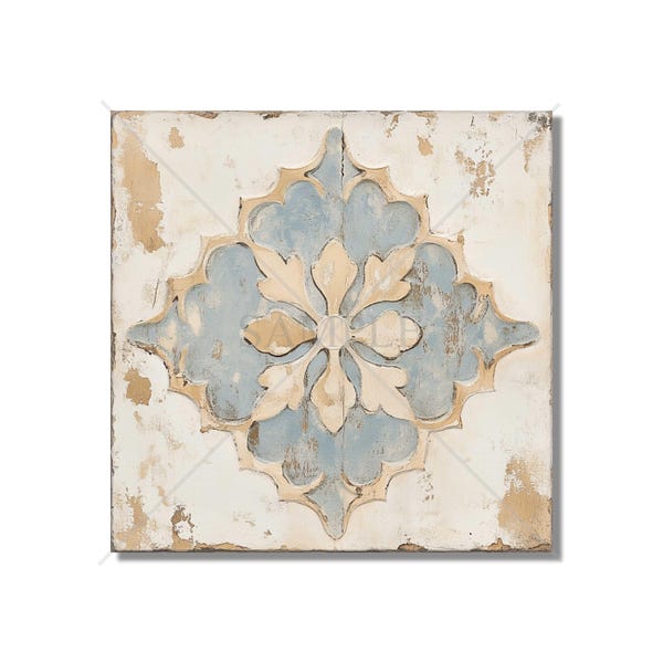 Aged Blue Beige Ceramic Tile Vintage Aged Design Tile - Unique Patterned Kitchen Backsplash Tile - Unique Bathroom Tile Beige Accent Tiles