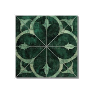 Dark Green Patterned Ceramic Tile - Green Kitchen Backsplash Tile - Green Bathroom Wall Tile - Decorative Green Ceramic Tile Free Shipping