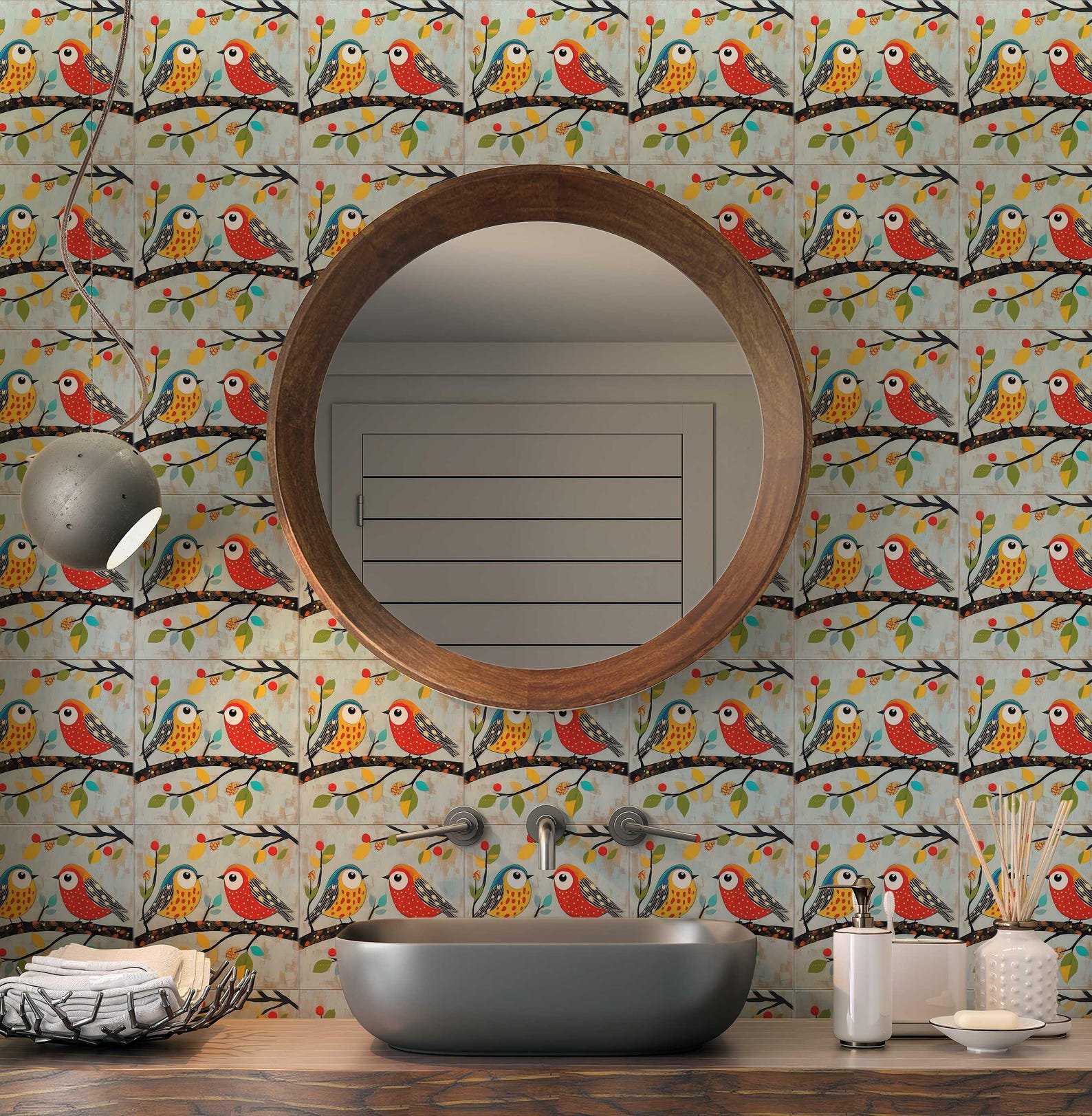 Colorful Bird Ceramic Tile - Mixed Bright Colors Design Wall Tiles ...