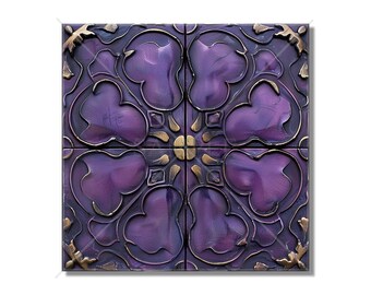 Purple Ceramic Tile - Purple Kitchen Backsplash Tile - Purple Bathroom Wall Tile - Patterned Purple Ceramic Tile -