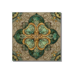 Green And Tan Ceramic Tile Decorative Design Tile Green Kitchen Tile Patterned Backsplash Tile - Green Bathroom Tiles Green Fireplace Tiles