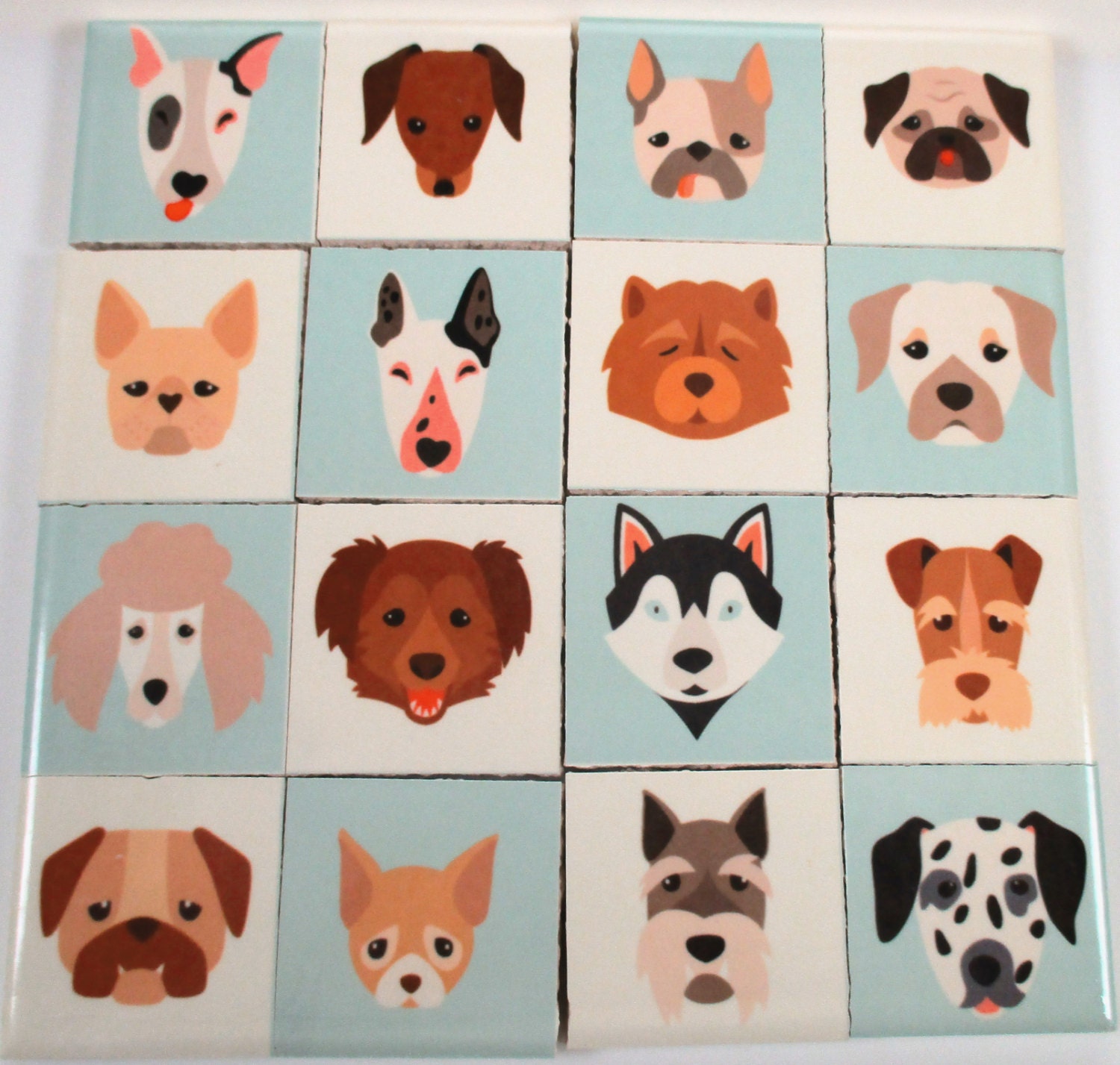 Ceramic Mosaic Tiles Dog Faces 16 Focal Pieces Dogs Mosaic Etsy